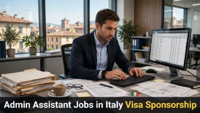 Admin Assistant Jobs in Italy male admin assistant working at a computer in a modern Italian office.